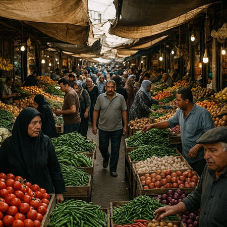 Unidentified people at the local market