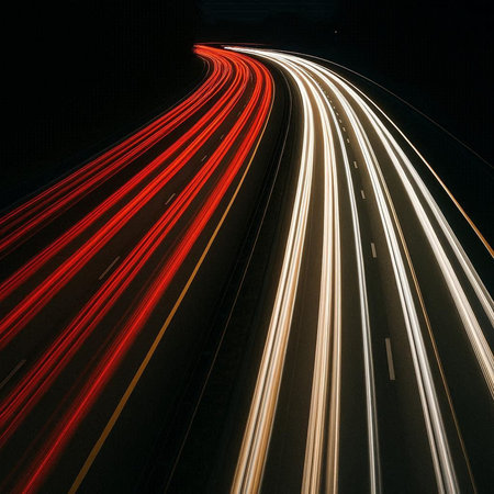 lights of cars with night. long exposure red, blue, greenの写真素材
