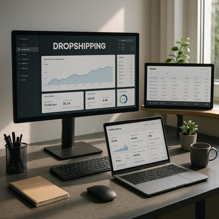 Stock Market Exchange Economics Investment Graphs on computer screen.