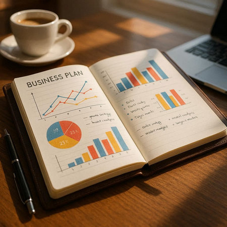 Business Notebook Graph Growth Analysis Statistics Information Concept. Business Concept.