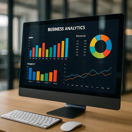 Business Analytics Graph Diagram Statistics Report Concept. Graphic Design Elements.