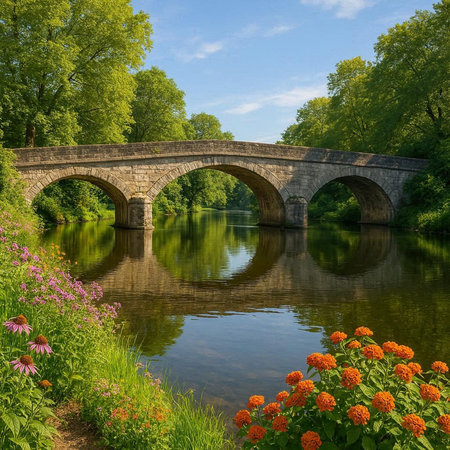 Bridge over the River Avon in the village of York, Englandの写真素材