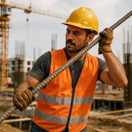 Portrait of a construction worker on the background of a construction site