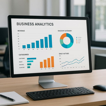 Business analysis chart on computer screen. Business analytics and planning concept.