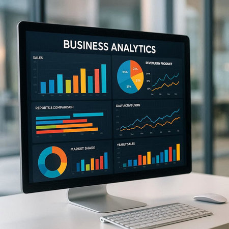 Business analytics concept on computer screen. Business analysis and planning concept.