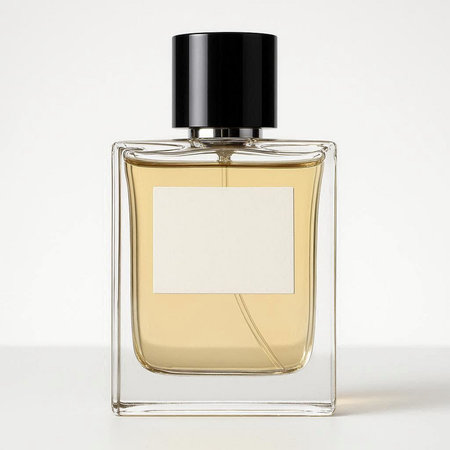 Perfume bottle with blank label isolated on white background. 3d render