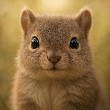 Portrait of a cute squirrel looking at the camera in the forestの写真素材