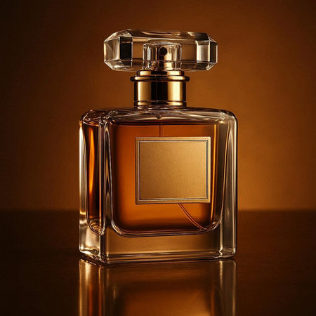 Perfume bottle on a dark background. 3d rendering.