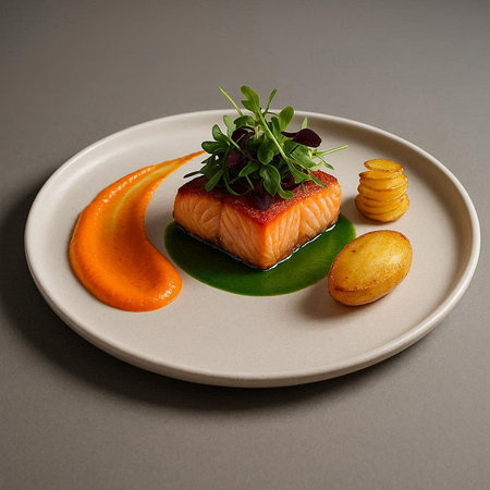 Salmon fillet with potatoes.