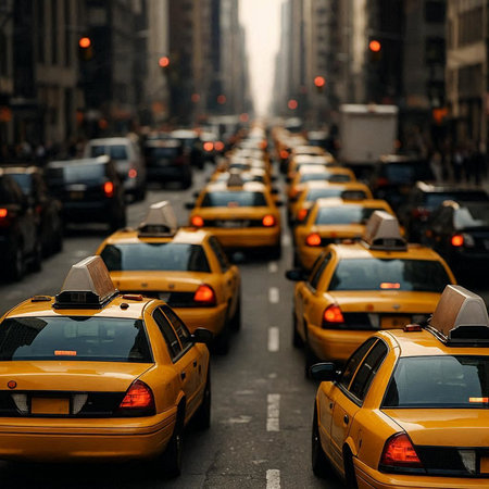 Taxi cabs on the street in New York City, USA