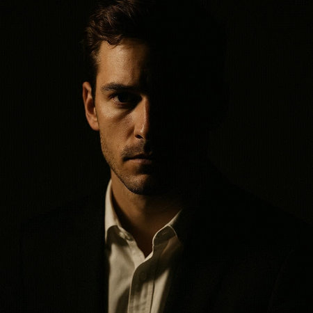 Portrait of a handsome man in a suit on a dark background