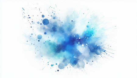 Abstract blue watercolor splash on white background. Digital art painting.