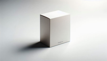 Mockup of a white box on a white background with a shadow