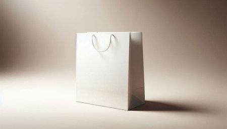 Blank paper shopping bag on a light background. 3d rendering