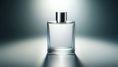 Perfume bottle on a dark background. 3d illustration.