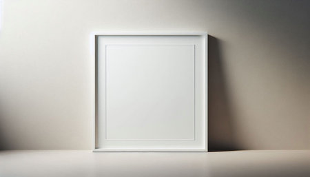 Blank white picture frame on the wall. 3d render.