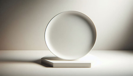 White round podium on a white background. 3d render illustration.