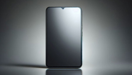 Smartphone with blank screen on a gray background. 3d rendering