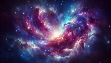 Abstract space background with nebula, stars and galaxies in outer space.の写真素材