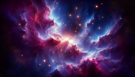 Abstract space background with nebula, stars and galaxies. Elements of this image furnished by NASAの写真素材