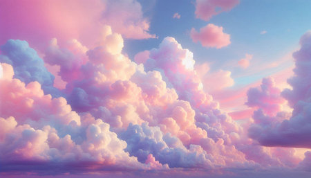 Sunset sky background with tiny clouds. 3d rendering illustration.