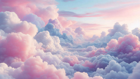 Aerial view of beautiful cloudscape at sunset. 3d illustration
