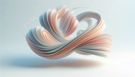 3d illustration of abstract wavy background made of curved sheets of paper