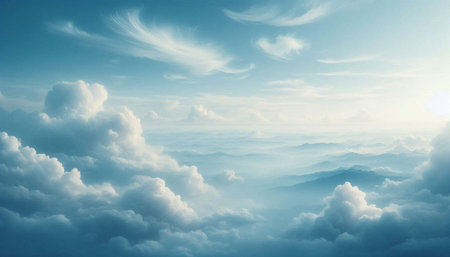 Blue sky with white clouds. Nature background. 3d illustration.