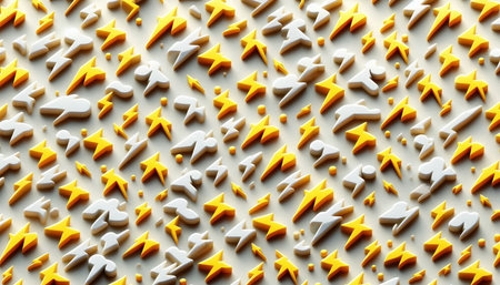 Abstract 3d rendering of a group of white and yellow stars.