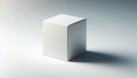 Blank white box with shadow on white background. 3d renderingの写真素材