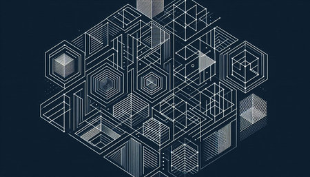 Abstract technological background with hexagons, lines and shapes. Vector illustration.