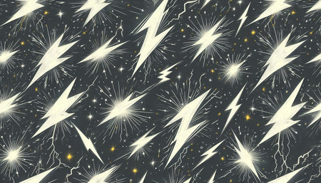 Seamless pattern with fireworks in the sky. Vector illustration.
