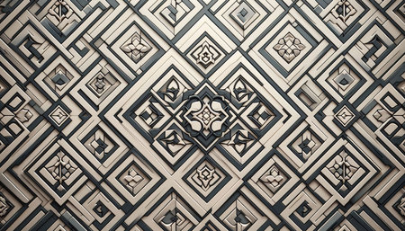 Ottoman Turkish  art with geometric patterns on wood from Tbilisi