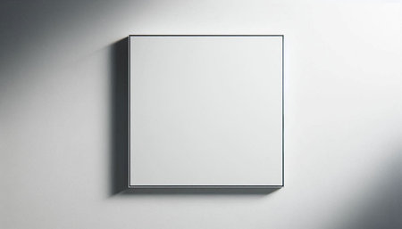 Blank picture frame on white wall background. 3d render illustration