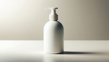 White plastic bottle with liquid soap on a white background. Mock up