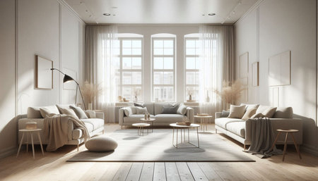 modern bright interiors apartment Living room 3D rendering illustration computer generated image