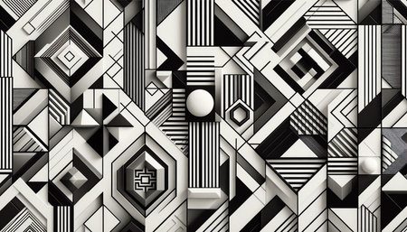 Abstract 3d rendering of chaotic geometric shapes. Creative background design.