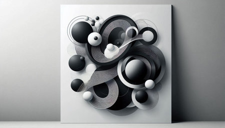 Abstract composition with geometric shapes. 3D Rendering. Wallpaper