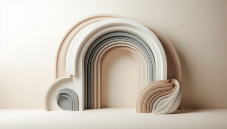 3d rendering of abstract geometric forms. Minimalist interior design.