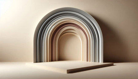 3d rendering of minimal geometric forms, podium for display your products.の写真素材