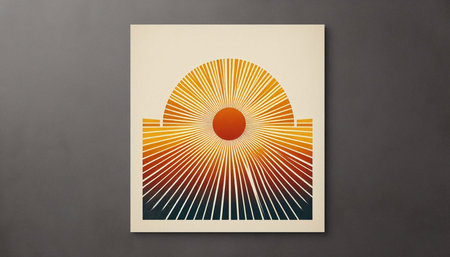 Designer concept - abstract sunbeams on art frame for mockup