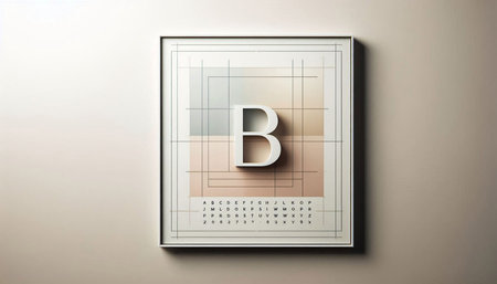 3d rendering of a letter B in a picture frame on a wall