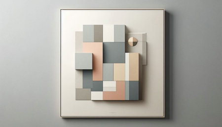 3d illustration of abstract geometric shapes in a frame on gray background