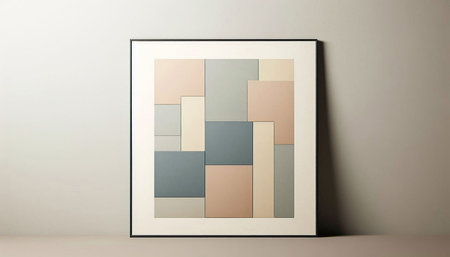 3d illustration of a picture frame on a gray background with colorful squares