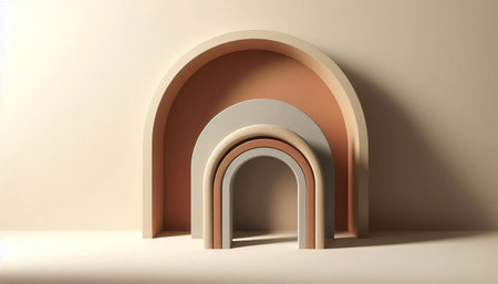 3d illustration of an arch in a room with beige walls
