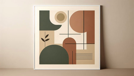 Modern art collage. Minimalistic abstract background with primitive shapesの写真素材