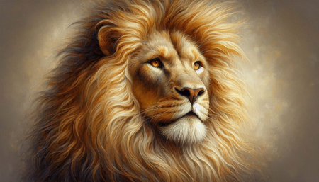 Portrait of a lion on a grunge background, digital painting