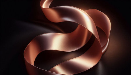 3d rendering of a satin ribbon on a black background.の写真素材