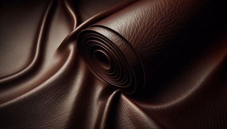 Closeup detail of brown leather texture background. 3d render illustration