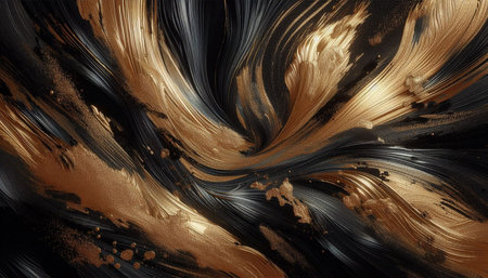 abstract background with gold and black paint. 3d render illustration